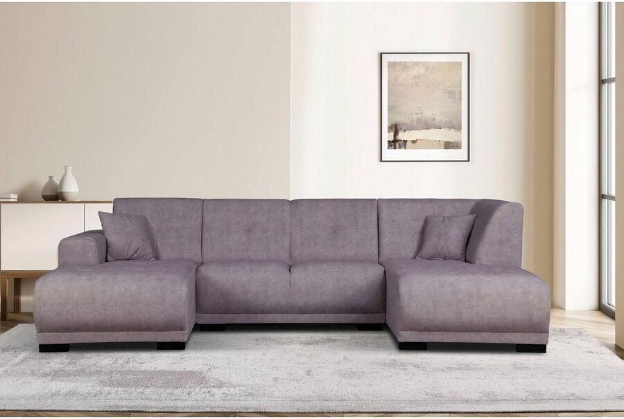 Home affaire Zithoek Langeland U-vorm incl. 2 sierkussens recamiere naar keuze links of rechts te plaatsen