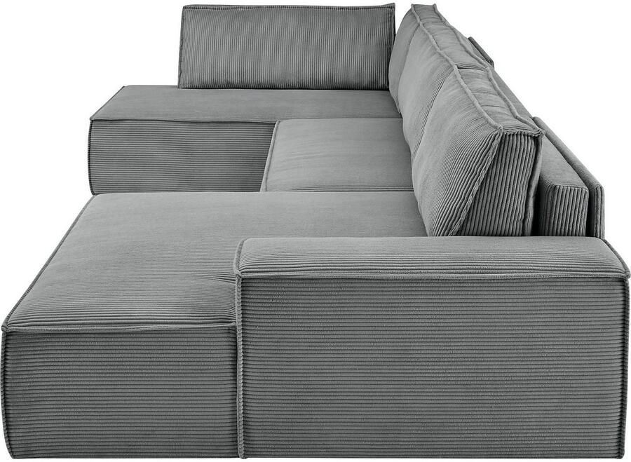 Home affaire Zithoek SHERWOOD 329 cm U-vorm slaapbank Slaapfunctie met bedkist (194x139 cm) cord vintage fluweel