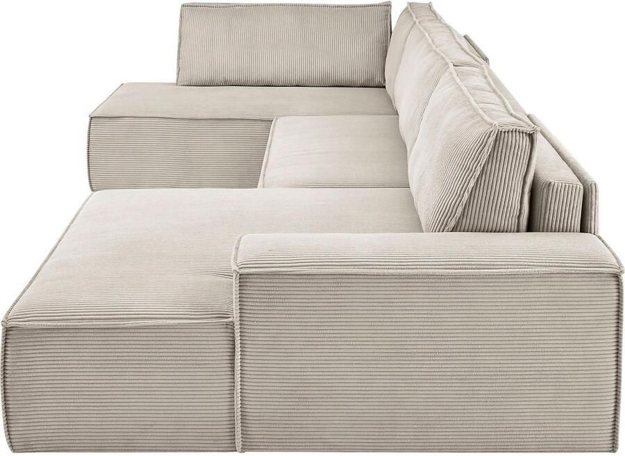 Home affaire Zithoek SHERWOOD 329 cm U-vorm slaapbank Slaapfunctie met bedkist (194x139 cm) cord vintage fluweel