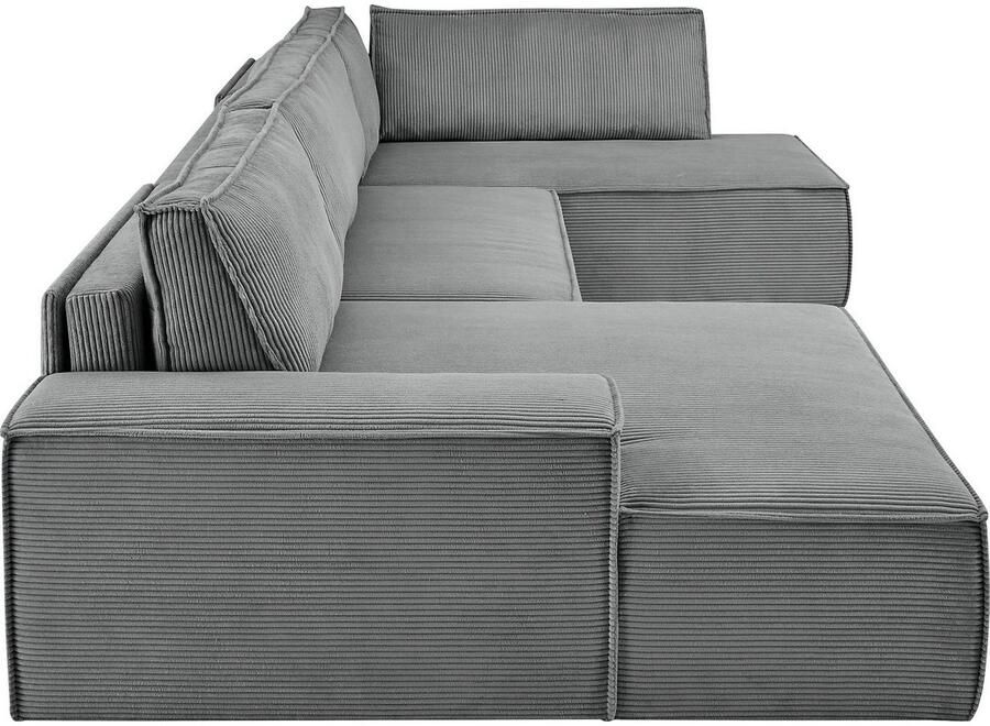 Home affaire Zithoek SHERWOOD 329 cm U-vorm slaapbank Slaapfunctie met bedkist (194x139 cm) cord vintage fluweel