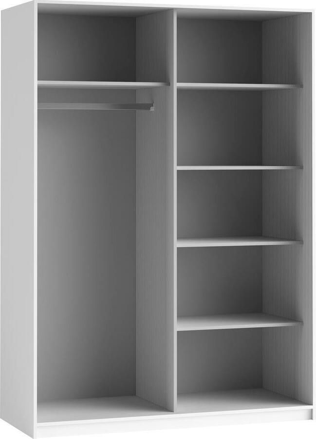 Home affaire Zweefdeurkast Beta schuifdeurkast kledingkast linnenkast met spiegel inclusief complete indeling metalen grepen