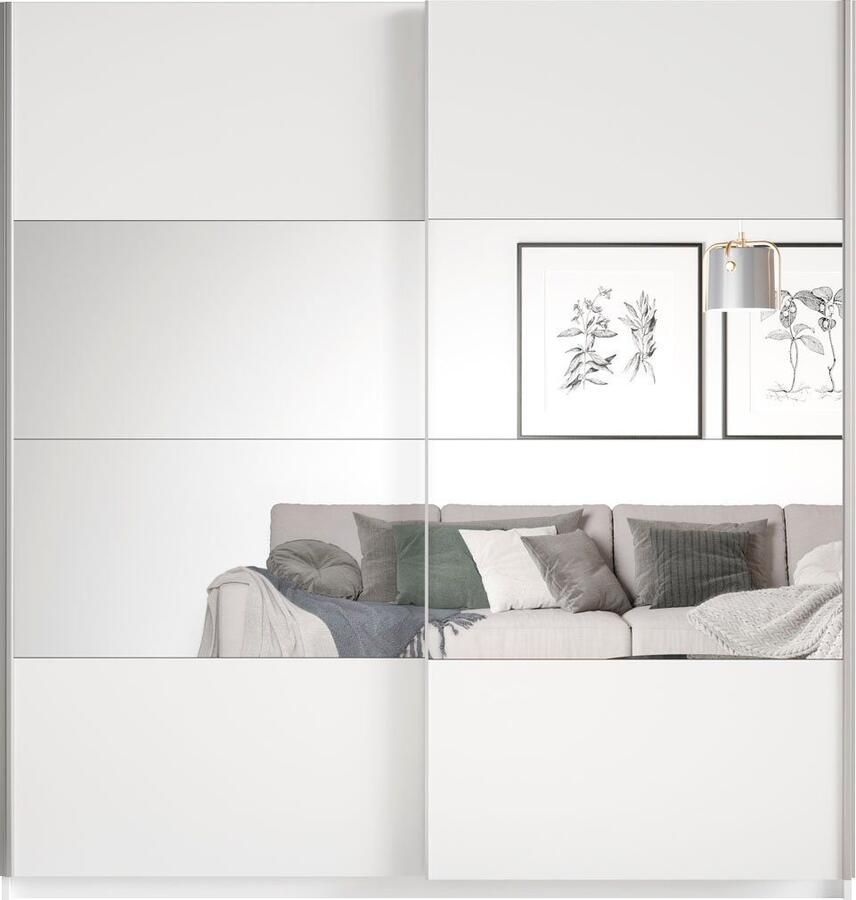 Home affaire Zweefdeurkast Beta schuifdeurkast kledingkast linnenkast met spiegel inclusief complete indeling metalen grepen