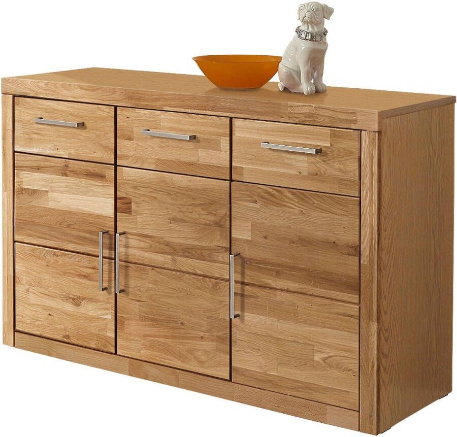 Home affaire Dressoir Logo 130cm breed 42 cm diep fronten massief hout 2 brede vakken