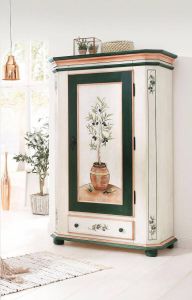 Home affaire Kledingkast Olive met mooie ornamenten en een bijzondere met de hand geschilderde olijfboom op het deurfront