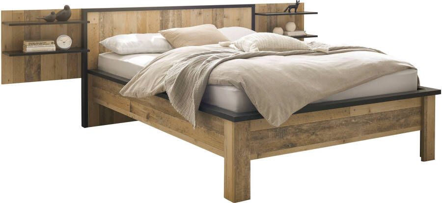 Home affaire Ledikant Sherwood Ligoppervlak 140 x 200 cm wandpaneel met elk 2 legplanken (3-delig)