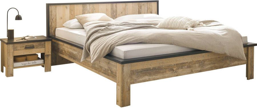 Home affaire Ledikant Sherwood Ligoppervlak bed 180 x 200 cm 2 nachtkastjes met elk 1 lade (3-delig)