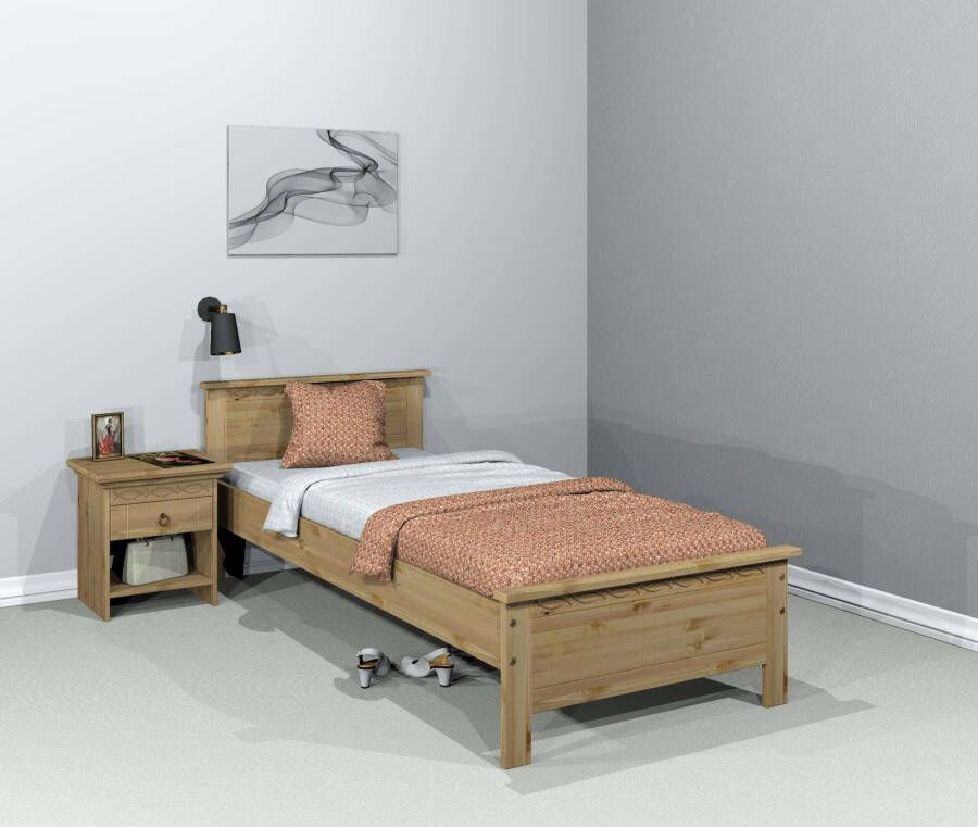 Home affaire Massief houten ledikant Indra TOPSELLER landhuisstijl elegant design gecertificeerd massief hout