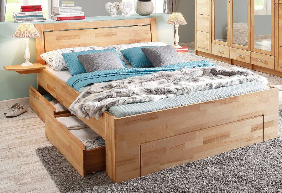 Home affaire Massief houten ledikant SABRINA Bed met bergruimte met hoge stabiliteit inclusief laden