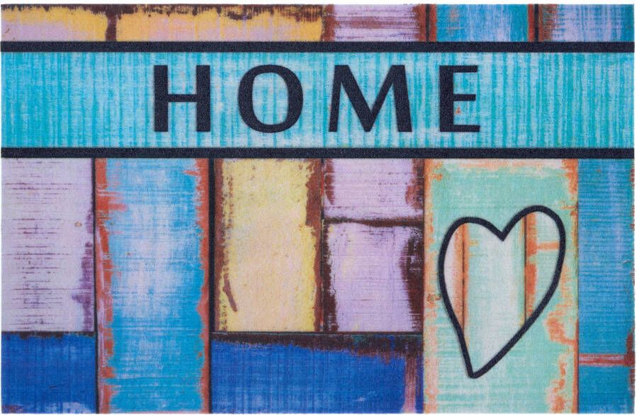 Home affaire Mat Home hart Design met tekst in vrolijke kleuren robuust gemakkelijk in onderhoud antislip