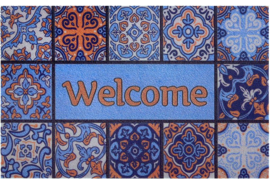Home affaire Mat Welcome tegels Design met tekst in vrolijke kleuren robuust gemakkelijk in onderhoud antislip