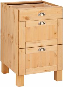 Home affaire Onderkast Oslo 50 cm breed zonder werkblad 1 lade 2 laden van massief grenen metalen grepen