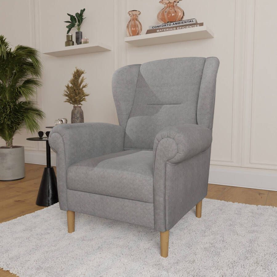 Home affaire Oorfauteuil OSTIANO BxDxH: 80x82x98 cm fauteuil Uniek stuk dikke gebogen armleuningen effen en geruit