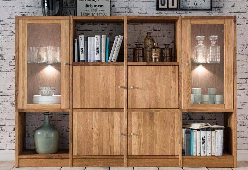 Home affaire Rek Ecko van massief wildeiken breedte 181 cm incl. verlichting