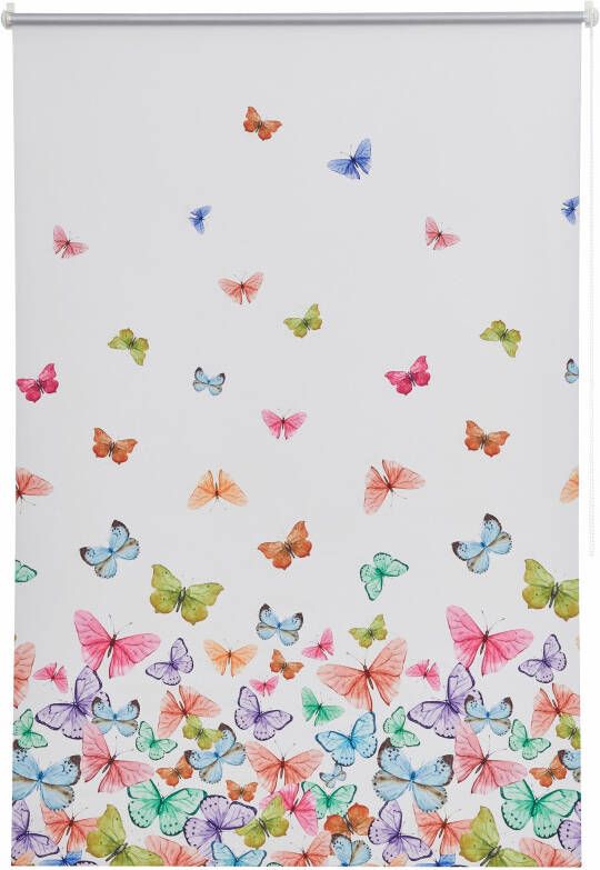 Home affaire Rolgordijn met zijbediening Butterfly Hittebescherming vlinders multicolour gedessineerd klemsteun (1 stuk)