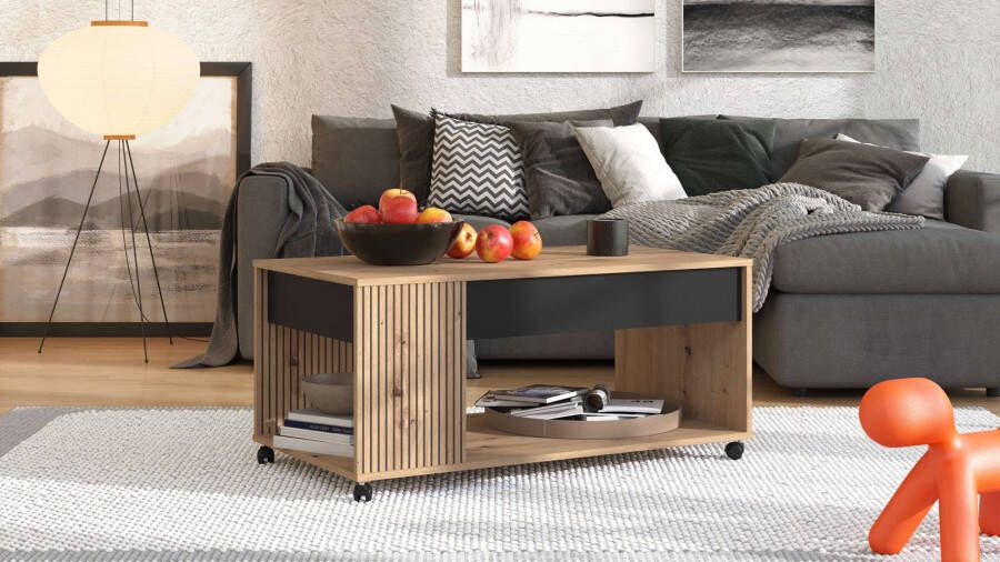 Home affaire Salontafel Mayenne salontafel 101 cm rechthoekig modern design met wielen