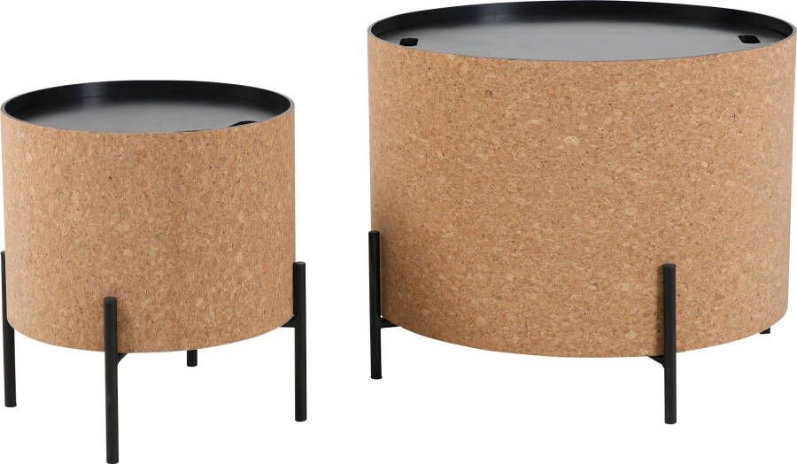 Artistiq Living Salontafel Haywood Kurk Set van 2 stuks Hout Rond