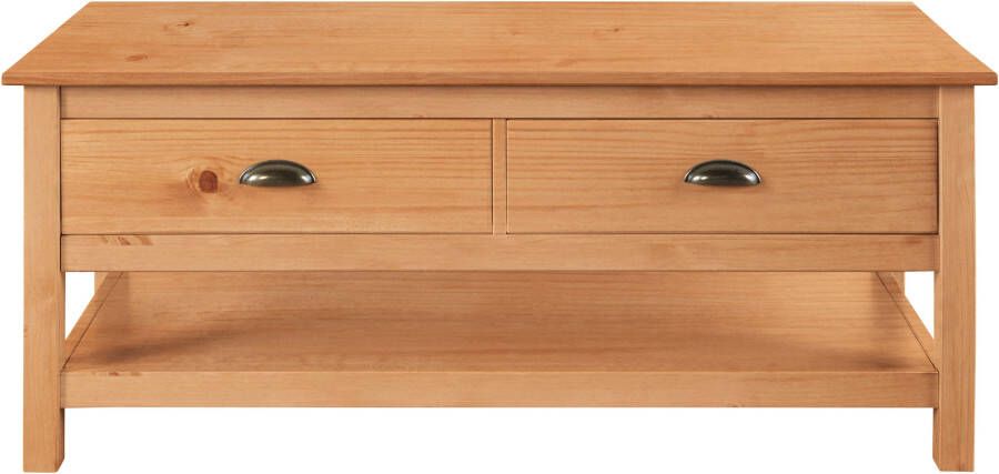 Home affaire Salontafel Schröder met 2 laden en 1 plank van massief grenenhout