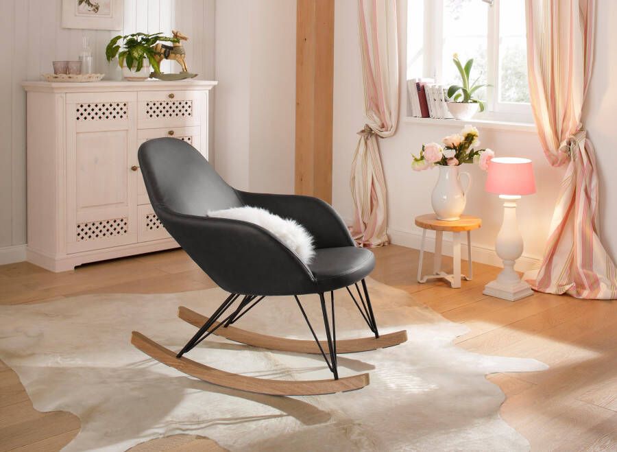 Home affaire Schommelstoel TAMPA Metalen poten met houten slede comfortabele relaxfauteuil