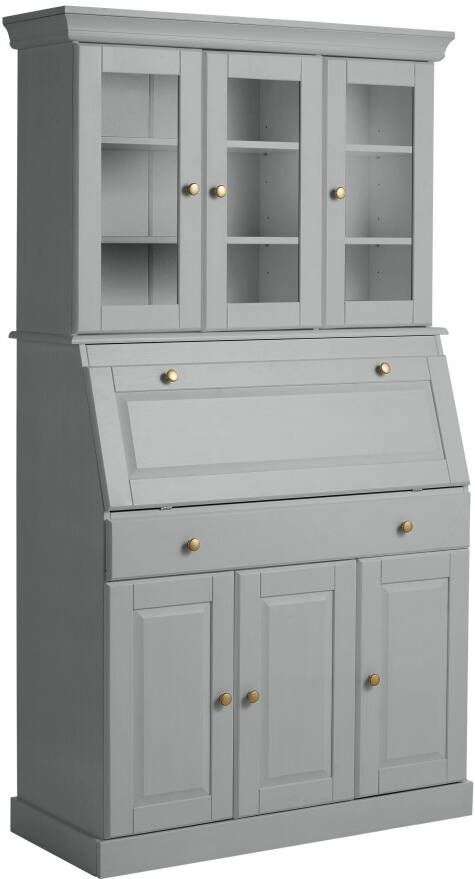 Home affaire Secretaire Rosi in landelijke stijl Bureau van massief hout met vitrine in 2 breedtes