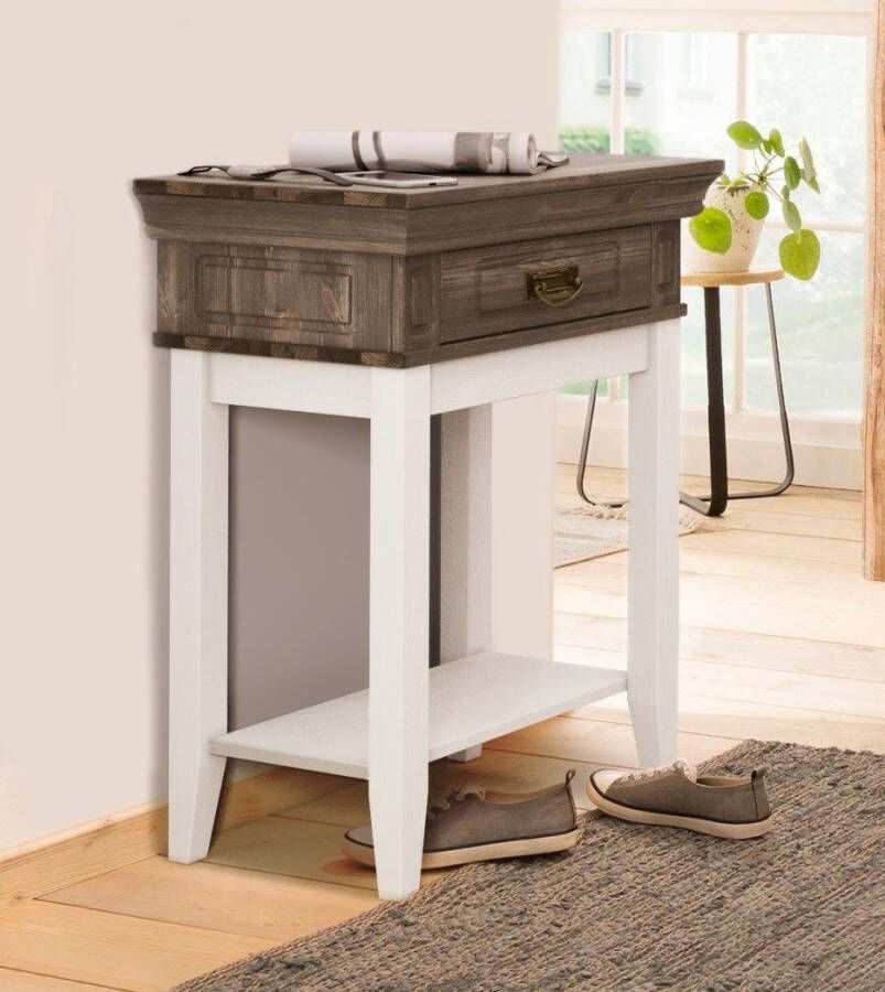 Home affaire Sidetable Vinales Van massief grenen met freeswerk