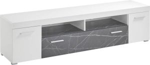 Home affaire Tv-meubel Madrid met chic marmer decor en zilverkleurige metalen randen in twee verschillende breedten te bestellen