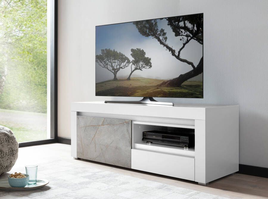 Home affaire Tv-meubel Stone Marble met een chique marmer-look decor breedte 140 cm