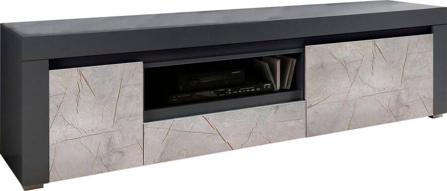 Home affaire Tv-meubel Stone Marble met een chique marmer-look decor breedte 180 cm