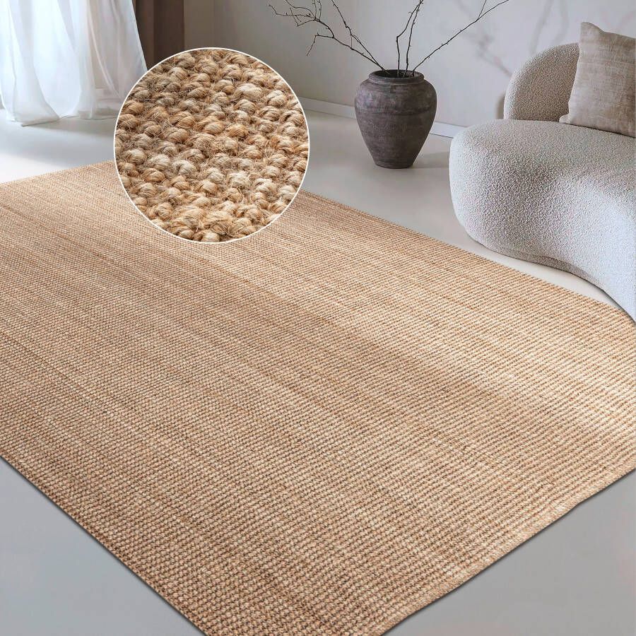 Home affaire Vloerkleed Avot jute tapijt 100% jute natuur eethoek loper woonkamer hal modern uni