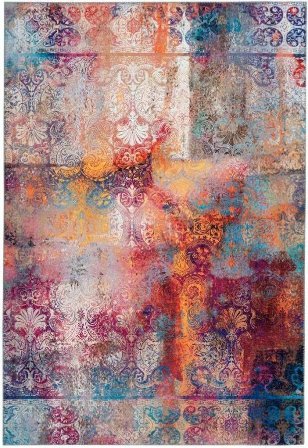 Home affaire Vloerkleed Mateo abstract design in vintage-look gebloemde ornamenten plat korte pool