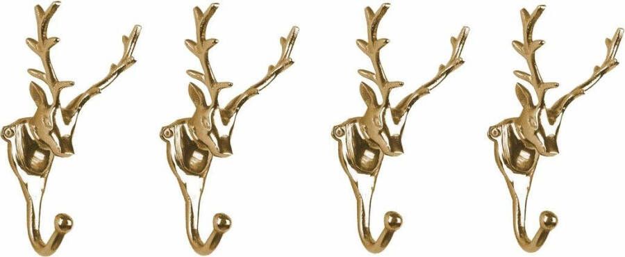 Home affaire Wandhaak Kapstok kapstokhaken set van 4 gewei in koperkleur hertengewei (set 4 stuks)