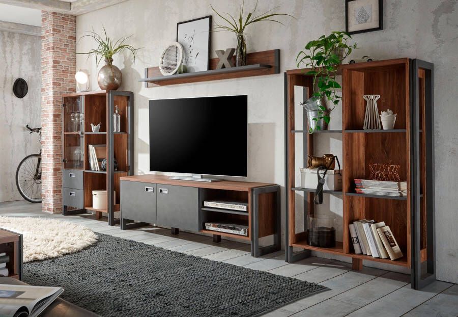 Home affaire Wandmeubel Detroit set 1 in een trendy industriële look (set 4-delig)