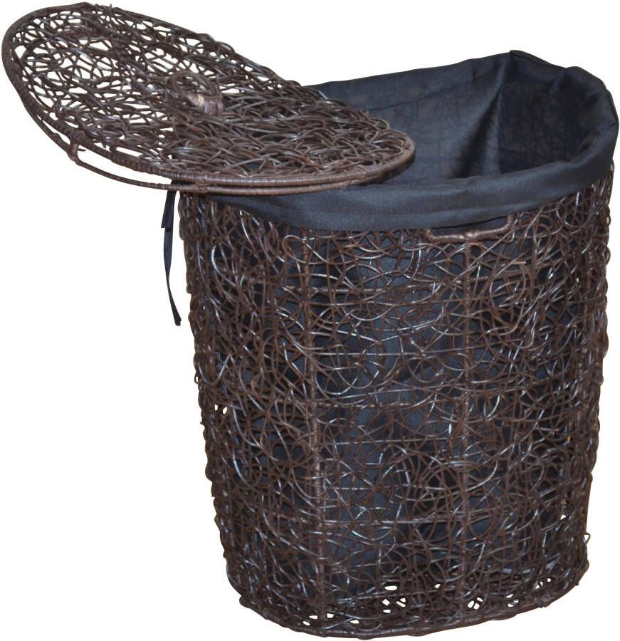 Home affaire Wasmand Rotan-vlechtwerk met stofinzet en deksel hoogte 62 cm