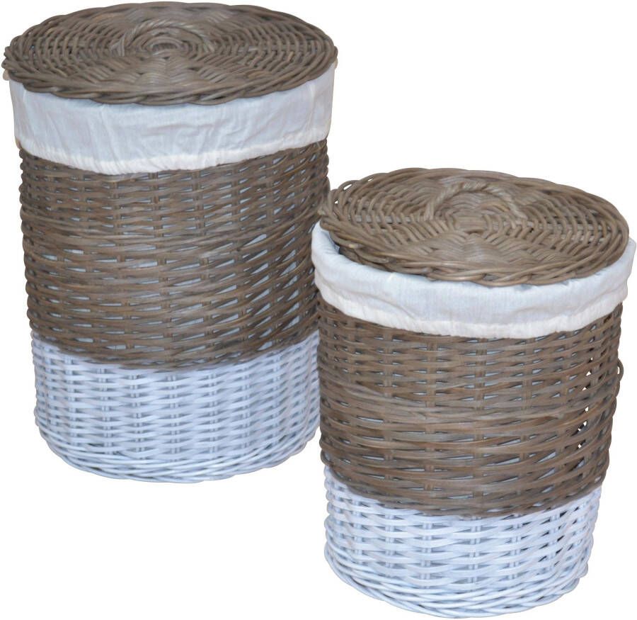 Home affaire Wasmand van rotan hoogte ca. 60 cm (set 2 stuks)