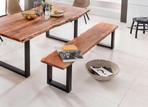 Home affaire Zitbank Manhattan in boomstam-look en frame u-model van zwart metaal