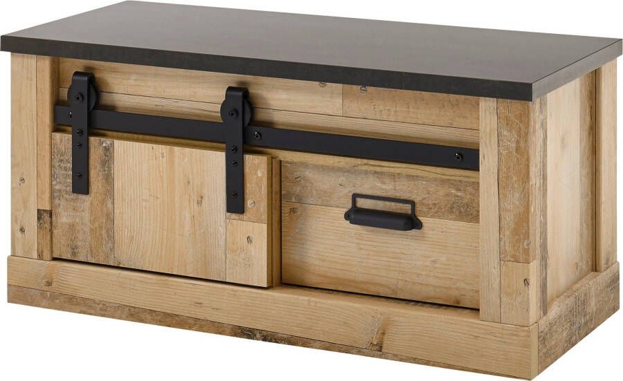 Home affaire Zitbank Sherwood moderne houtdecor met schuurdeurbeslag van metaal breedte 93 cm