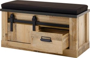 Home affaire Zitbank Sherwood moderne houtdecor met schuurdeurbeslag van metaal breedte 93 cm