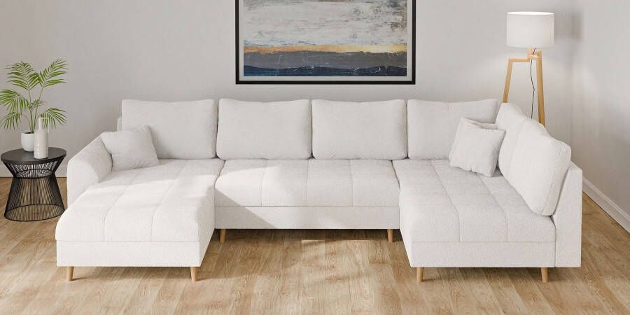 Home affaire Zithoek CHARRE U-vorm met ottomane afmetingen B D H: 310 161 81 cm fijne stiksels losse rug- en sierkussens ook in cord en bouclé