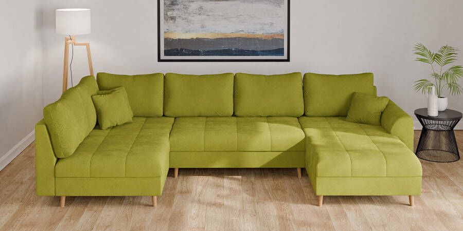 Home affaire Zithoek CHARRE U-vorm met ottomane afmetingen B D H: 310 161 81 cm fijne stiksels losse rug- en sierkussens ook in cord en bouclé
