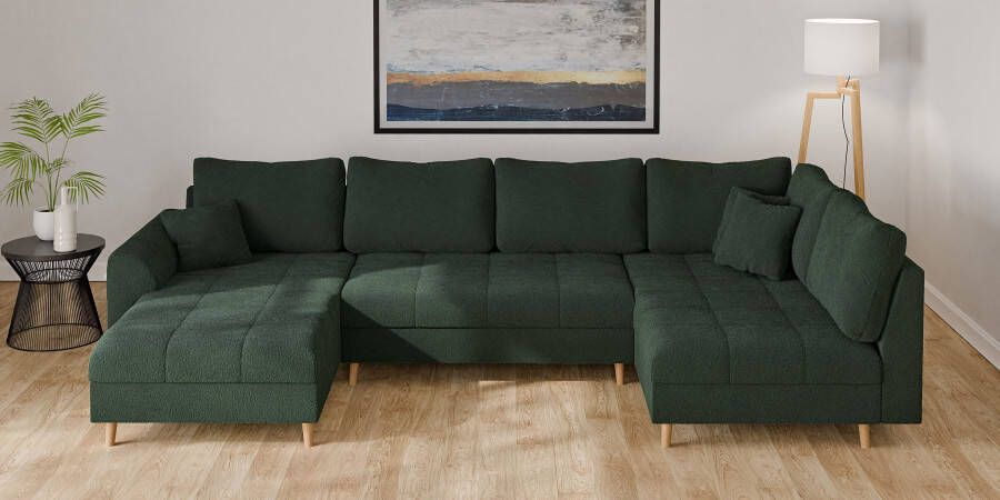 Home affaire Zithoek CHARRE U-vorm met ottomane afmetingen B D H: 310 161 81 cm fijne stiksels losse rug- en sierkussens ook in cord en bouclé