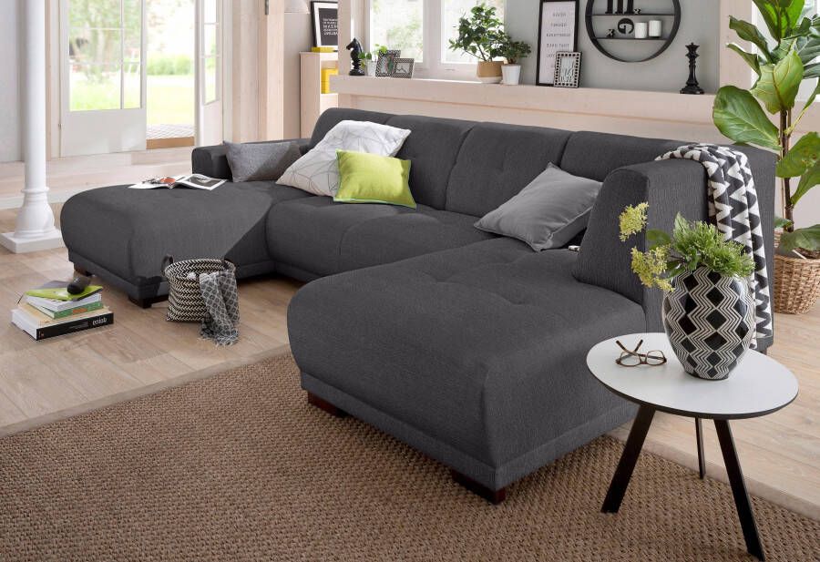 Home affaire Zithoek Langeland U-vorm incl. 2 sierkussens recamiere naar keuze links of rechts te plaatsen