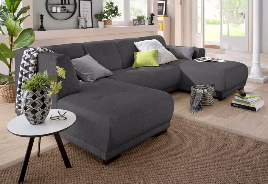 Home affaire Zithoek Langeland U-vorm incl. 2 sierkussens recamiere naar keuze links of rechts te plaatsen