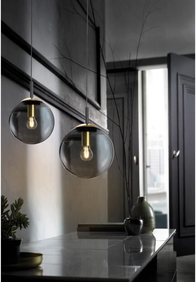 FISCHER&HONSEL Fischer & Honsel Hanglamp Dini Gerookt Glas Ø25cm E27