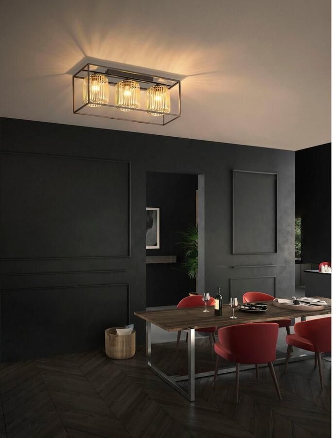 Honsel Leuchten Plafondlamp CAYDO Moderne zandzwarte lamp geeft je ruimte iets extravagants (1 stuk)