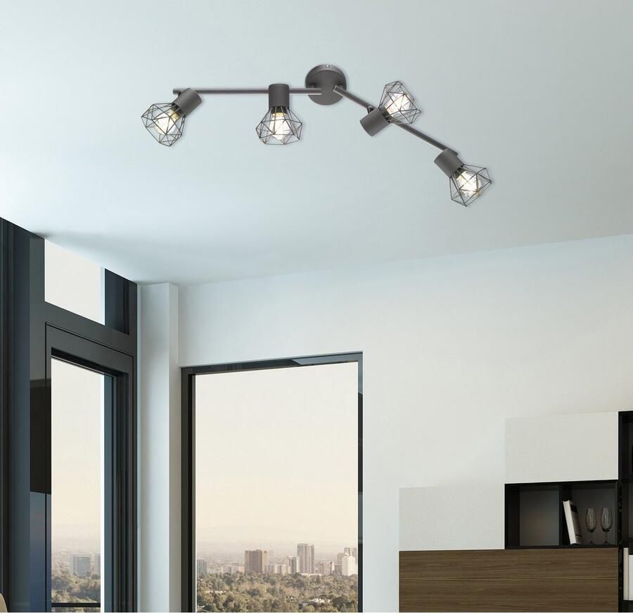 FISCHER&HONSEL Fischer & Honsel Spot Grijs Ran 4xe14