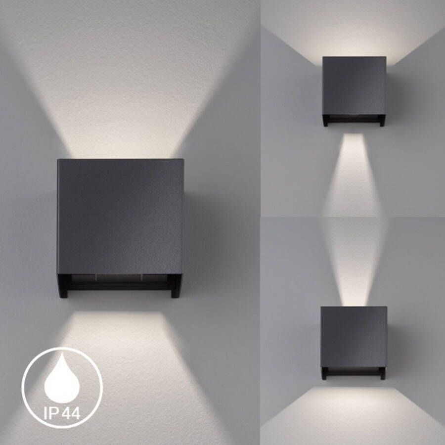 FISCHER&HONSEL Fischer & Honsel Wandlamp Led Wall Zwart 2x8w
