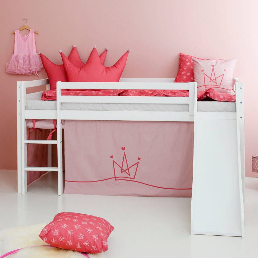 Hoppekids Hoogslaper "Princess" Glijbaan & gordijn roze en veel keus