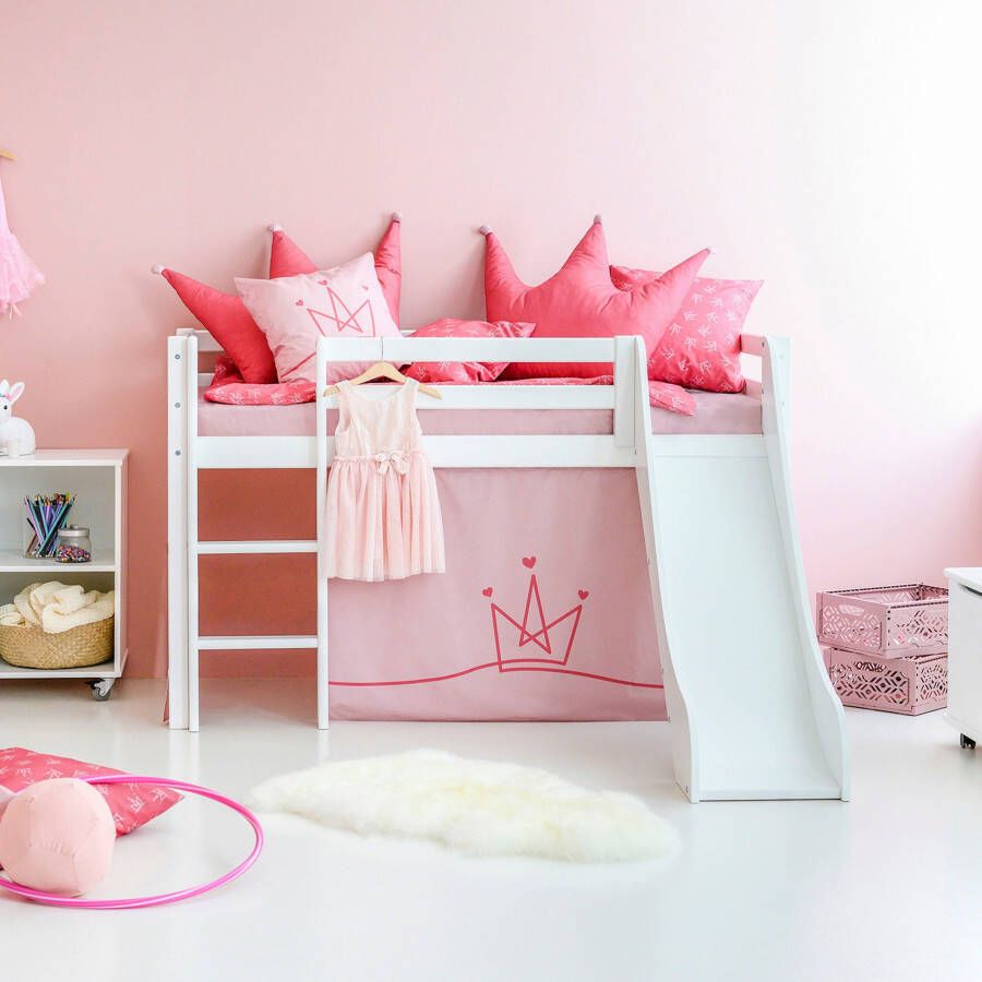Hoppekids Hoogslaper "Princess" Glijbaan & gordijn roze en veel keus
