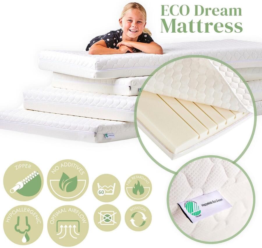 Hoppekids 1-persoonsledikant ECO Comfort kinderbed massief grenenhout tienerbed inclusief lattenbodem (set)