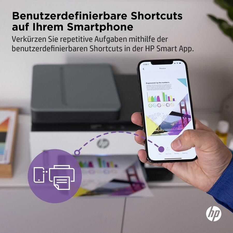 HP All-in-oneprinter Smart Tank 7605 Zonder cartridges compromisloos en tot 3 jaar inkt inbegrepen.