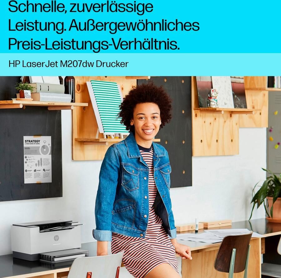 HP Zwart wit laserprinter LaserJet M207dw Instant ink compatibel